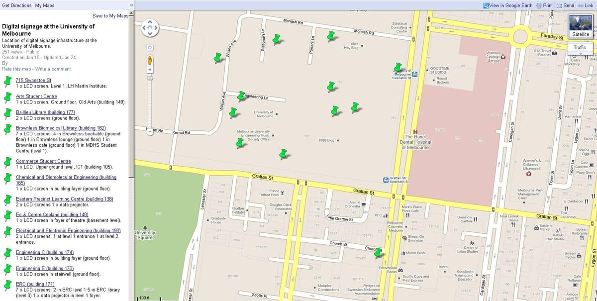 แผนที่ของมหาวิทยาลัยเมลเบิร์น