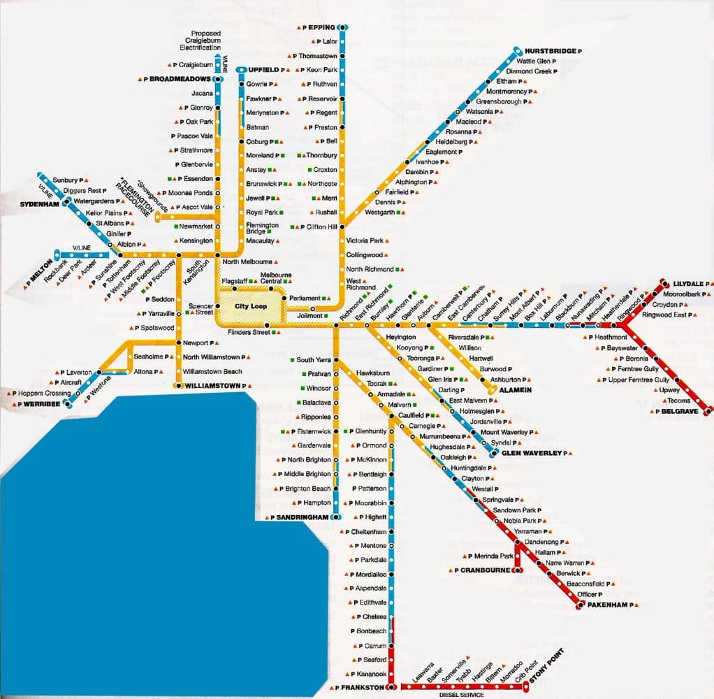 ยังเมลเบิร์น metropolitan พื้นที่บนแผนที่
