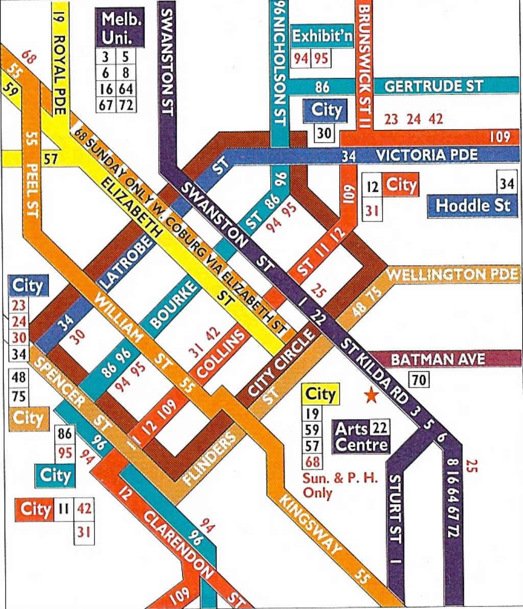 ยังเมลเบิร์น cbd ถรางแผนที่