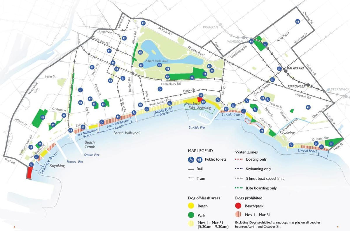แผนที่ของเมลเบิร์นชายหาด