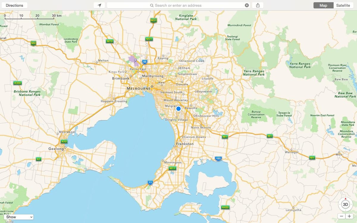แผนที่ของเมลเบิร์นและหมู่บ้านย่านชานเมืองต่าง