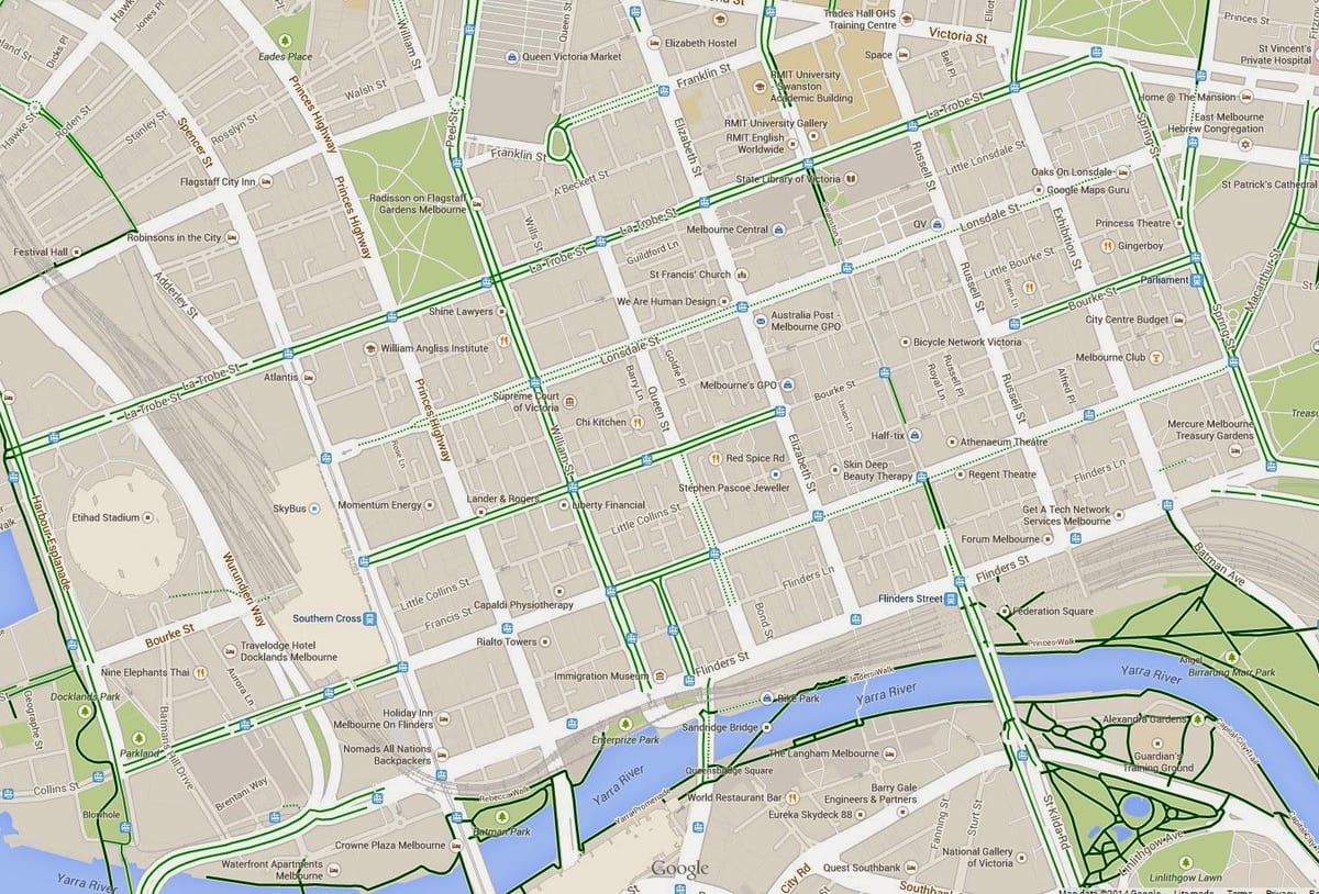 แผนที่ของ cbd ของเมลเบิร์น