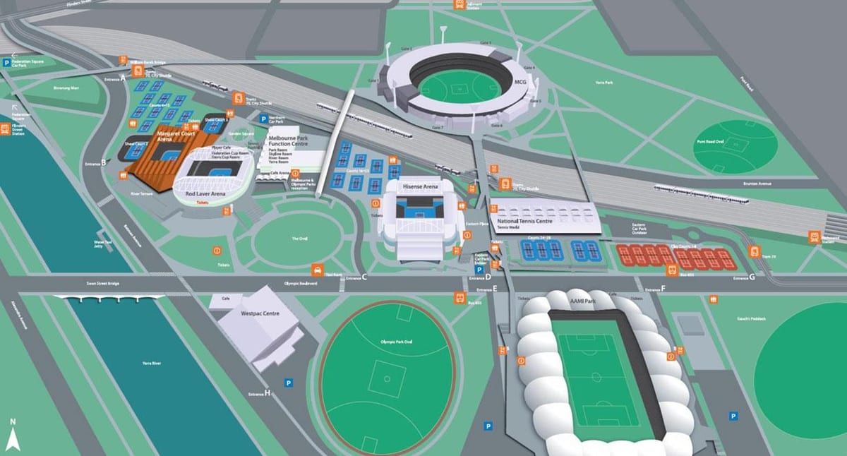ยังเมลเบิร์น olympic สวนแผนที่