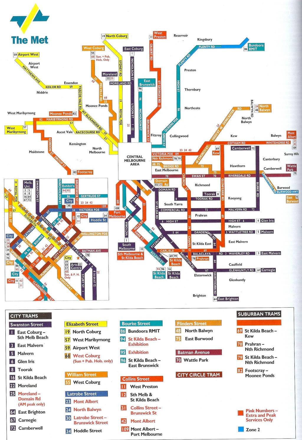 ยังเมลเบิร์นสาธารณะขนส่งแผนที่
