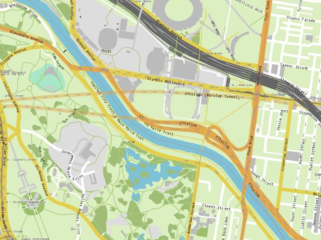 Yarra งร่องรอยบนแผนที่