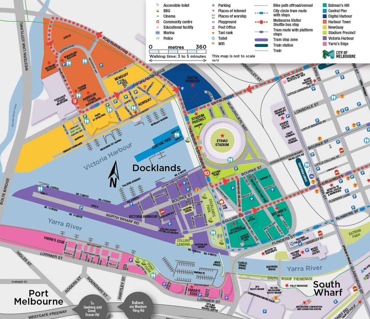 docklands แผนที่เมลเบิร์น