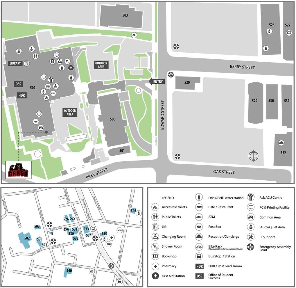 แผนที่ของ acu ยังเมลเบิร์น