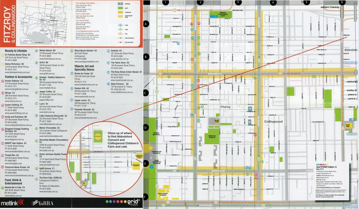 แผนที่ของ Fitzroy ยังเมลเบิร์น