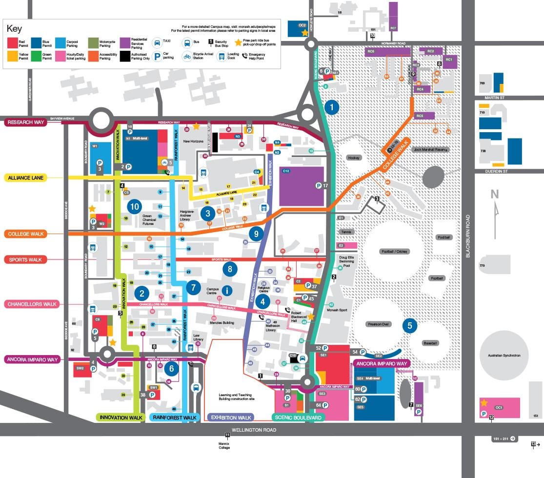 แผนที่ของ Monash มหาวิทยาลัย