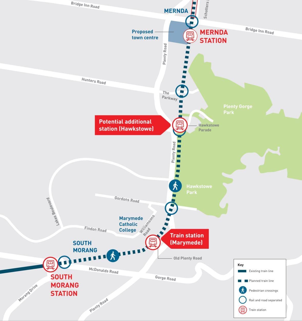 แผนที่ของ skyrail ยังเมลเบิร์นแผนที่