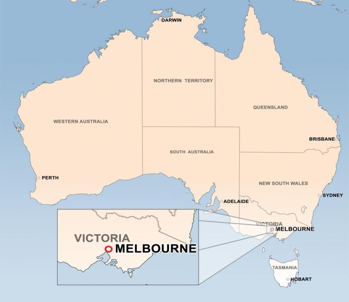 แผนที่ของเมลเบิร์นออสเตรเลีย
