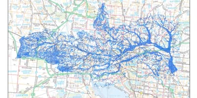 แผนที่ของเมลเบิร์นน้ำท่วม