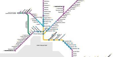 Vline รถไฟบนแผนที่