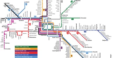 ที่สถานีรถไฟบนแผนที่เมลเบิร์น
