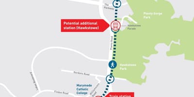 แผนที่ของ skyrail ยังเมลเบิร์นแผนที่