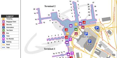 แผนที่ของเมลเบิร์นสนามบิน terminals
